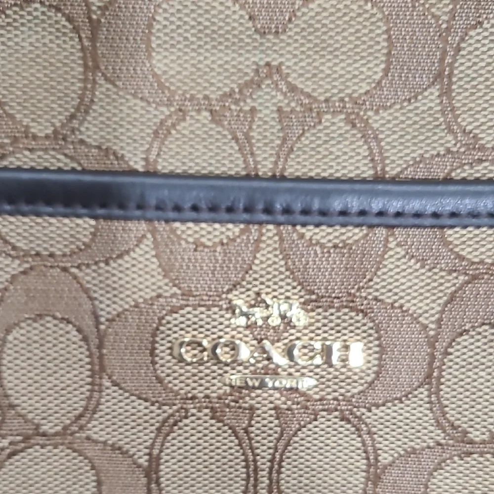 Coach Tan and Brown Signature Crossbody Bag